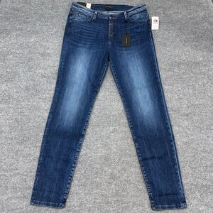Flying Monkey Jeans Womens 32 Blue Mid Rise Skinny Buckle Button Fly 34x31